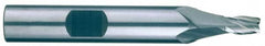 RobbJack - 7/32", 5/8" LOC, 3/8" Shank Diam, 2-1/2" OAL, 4 Flute, Solid Carbide Square End Mill - Single End, Uncoated, Spiral Flute, 30° Helix, Centercutting, Right Hand Cut, Right Hand Flute, Series T12-405 - A1 Tooling