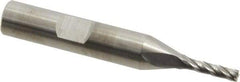 RobbJack - 1/8", 1/2" LOC, 3/8" Shank Diam, 2-1/2" OAL, 4 Flute, Solid Carbide Square End Mill - Single End, Uncoated, Spiral Flute, 30° Helix, Centercutting, Right Hand Cut, Right Hand Flute, Series T12-405 - A1 Tooling