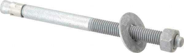 Value Collection - 5/8" Diam, 5/8" Drill, 8-1/2" OAL, 1-1/2" Min Embedment Wedge Expansion Concrete Anchor - Grade 5 Steel, Galvanized Finish, Hex Nut Head, Hex Drive, 4" Thread Length - A1 Tooling