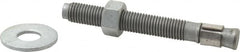 Made in USA - 3/4" Diam, 3/4" Drill, 6-1/4" OAL, 2-1/2" Min Embedment Wedge Expansion Concrete Anchor - Grade 5 Steel, Galvanized Finish, Hex Nut Head, Hex Drive, 4-1/4" Thread Length - A1 Tooling