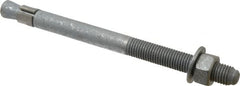 Made in USA - 3/4" Diam, 3/4" Drill, 10" OAL, 1-1/2" Min Embedment Wedge Expansion Concrete Anchor - Grade 5 Steel, Galvanized Finish, Hex Nut Head, Hex Drive, 4" Thread Length - A1 Tooling