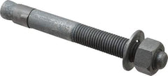 Made in USA - 7/8" Diam, 7/8" Drill, 8" OAL, 2-1/2" Min Embedment Wedge Expansion Concrete Anchor - Grade 5 Steel, Galvanized Finish, Hex Nut Head, Hex Drive, 4" Thread Length - A1 Tooling