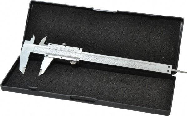 Value Collection - 0 to 6" Carbon Steel Vernier Caliper - 0.02mm Graduation, 1.5748" Jaw Depth, 0.0012" Accuracy, Includes Depth, Inside Diameter, Outside Diameter, Step - A1 Tooling