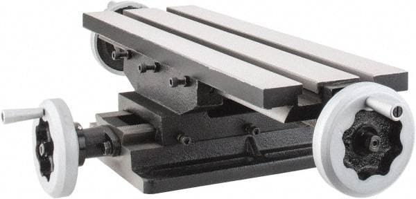 Interstate - 6" Table Width x 19 Table Length, 7-1/2" Cross Travel x 11" Longitudinal Travel, Slide Machining Table - 5" Overall Height, Two 9/16" Longitudinal T Slots, 10-1/2" Base Length x 8" Base Width - A1 Tooling