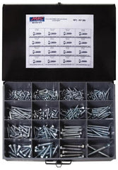 Value Collection - 375 Piece, 1/4x1 to 1/2 x 4-1/2, Steel Lag Screw Assortment - Hex Head, Hex Drive, 1 to 4-1/2" Long, Hot Dipped Galvanized Finish - A1 Tooling