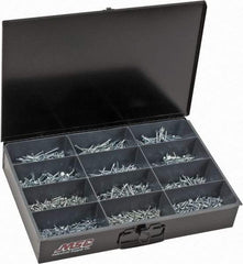 Value Collection - 1,640 Piece, #6x5/8 to #8x3, Steel Wood Screw Assortment - Flat Head, Phillips Drive, 5/8 to 3" Long, Zinc-Plated Finish - A1 Tooling