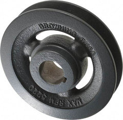 Browning - 1" Bore, 1-5/32 Long, 4-3/4" Outside Diam, Finished Bore Single Groove V Belt Sheave - 7/8" Wide, 4.4 Belt Pitch B, 4" Pitch Diam of 4L Belt - A1 Tooling