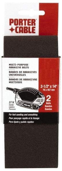 Porter-Cable - 2-1/2" Wide x 14" OAL, 80 Grit, Aluminum Oxide Abrasive Belt - Aluminum Oxide, Medium, Coated, X Weighted Cloth Backing - A1 Tooling