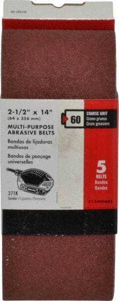 Porter-Cable - 2-1/2" Wide x 14" OAL, 60 Grit, Aluminum Oxide Abrasive Belt - Aluminum Oxide, Medium, Coated, X Weighted Cloth Backing - A1 Tooling