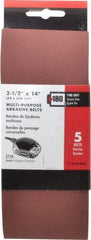 Porter-Cable - 2-1/2" Wide x 14" OAL, 180 Grit, Aluminum Oxide Abrasive Belt - Aluminum Oxide, Fine, Coated, X Weighted Cloth Backing - A1 Tooling