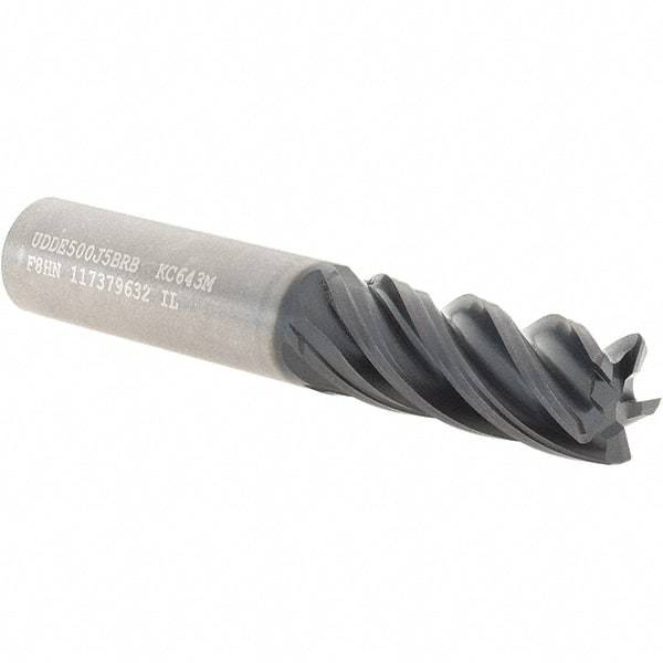 Kennametal - 1/2", 5 Flute, Single End, Solid Carbide, 0.03" Corner Radius End Mill - 3" OAL, 38° Helix, Right Hand Flute, 1-1/4" LOC, Right Hand Cut - A1 Tooling