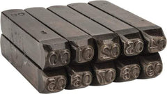 Made in USA - 10 Piece, 1/4" Character Steel Stamp Set - Double Digit Figures, Double Digits - A1 Tooling