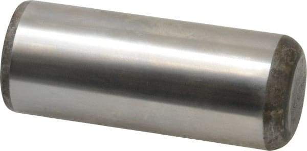 Made in USA - 1" Diam x 2-1/2" Pin Length Grade 8 Alloy Steel Standard Dowel Pin - Bright Finish, C 47-58 & C 60 (Surface) Hardness, 117,800 Lb (Single Shear), 235,600 Lb (Double Shear) Breaking Strength, 1 Beveled & 1 Rounded End - A1 Tooling