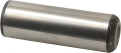 Made in USA - 1" Diam x 3" Pin Length Grade 8 Alloy Steel Standard Dowel Pin - Bright Finish, C 47-58 & C 60 (Surface) Hardness, 117,800 Lb (Single Shear), 235,600 Lb (Double Shear) Breaking Strength, 1 Beveled & 1 Rounded End - A1 Tooling