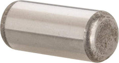 Made in USA - 7/16" Diam x 1" Pin Length Grade 8 Alloy Steel Standard Dowel Pin - Bright Finish, C 47-58 & C 60 (Surface) Hardness, 22,550 Lb (Single Shear), 45,100 Lb (Double Shear) Breaking Strength, 1 Beveled & 1 Rounded End - A1 Tooling