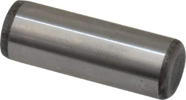 Made in USA - 7/16" Diam x 1-1/4" Pin Length Grade 8 Alloy Steel Standard Dowel Pin - Bright Finish, C 47-58 & C 60 (Surface) Hardness, 22,550 Lb (Single Shear), 45,100 Lb (Double Shear) Breaking Strength, 1 Beveled & 1 Rounded End - A1 Tooling