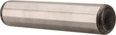 Made in USA - 7/16" Diam x 2" Pin Length Grade 8 Alloy Steel Standard Dowel Pin - Bright Finish, C 47-58 & C 60 (Surface) Hardness, 22,550 Lb (Single Shear), 45,100 Lb (Double Shear) Breaking Strength, 1 Beveled & 1 Rounded End - A1 Tooling