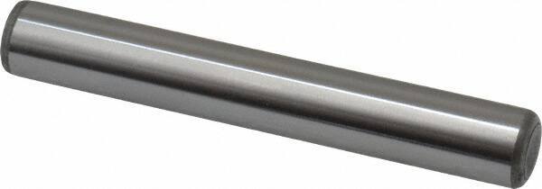 Made in USA - 7/16" Diam x 3" Pin Length Grade 8 Alloy Steel Standard Dowel Pin - Bright Finish, C 47-58 & C 60 (Surface) Hardness, 22,550 Lb (Single Shear), 45,100 Lb (Double Shear) Breaking Strength, 1 Beveled & 1 Rounded End - A1 Tooling