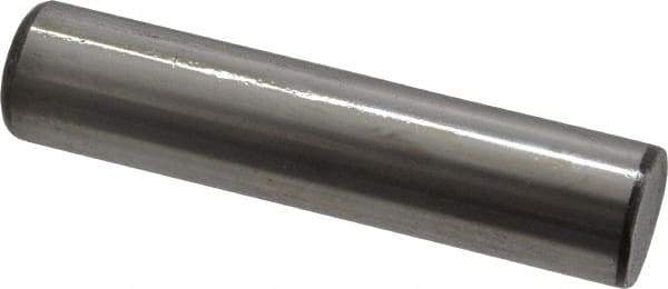 Made in USA - 1/2" Diam x 2-1/4" Pin Length Grade 8 Alloy Steel Standard Dowel Pin - Bright Finish, C 47-58 & C 60 (Surface) Hardness, 29,450 Lb (Single Shear), 58,900 Lb (Double Shear) Breaking Strength, 1 Beveled & 1 Rounded End - A1 Tooling