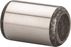 Made in USA - 1/2" Diam x 3/4" Pin Length Grade 8 Alloy Steel Standard Dowel Pin - Bright Finish, C 47-58 & C 60 (Surface) Hardness, 29,450 Lb (Single Shear), 58,900 Lb (Double Shear) Breaking Strength, 1 Beveled & 1 Rounded End - A1 Tooling