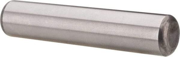 Made in USA - 5/8" Diam x 3" Pin Length Grade 8 Alloy Steel Standard Dowel Pin - Bright Finish, C 47-58 & C 60 (Surface) Hardness, 46,000 Lb (Single Shear), 92,000 Lb (Double Shear) Breaking Strength, 1 Beveled & 1 Rounded End - A1 Tooling