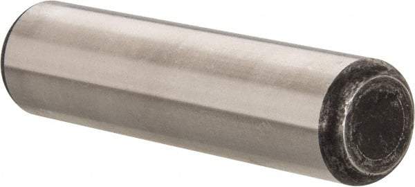 Made in USA - 3/4" Diam x 3" Pin Length Grade 8 Alloy Steel Standard Dowel Pin - Bright Finish, C 47-58 & C 60 (Surface) Hardness, 132,400 Lb (Double Shear), 66,200 Lb (Single Shear) Breaking Strength, 1 Beveled & 1 Rounded End - A1 Tooling