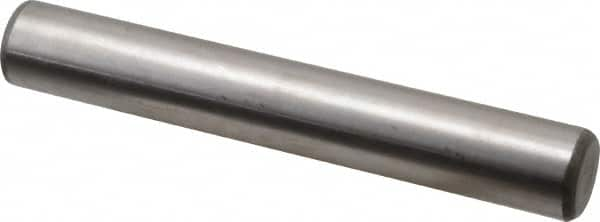 Made in USA - 3/4" Diam x 5" Pin Length Grade 8 Alloy Steel Standard Dowel Pin - Bright Finish, C 47-58 & C 60 (Surface) Hardness, 132,400 Lb (Double Shear), 66,200 Lb (Single Shear) Breaking Strength, 1 Beveled & 1 Rounded End - A1 Tooling