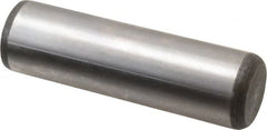 Made in USA - 7/8" Diam x 3" Pin Length Grade 8 Alloy Steel Standard Dowel Pin - Bright Finish, C 47-58 & C 60 (Surface) Hardness, 180,400 Lb (Double Shear), 90,200 Lb (Single Shear) Breaking Strength, 1 Beveled & 1 Rounded End - A1 Tooling