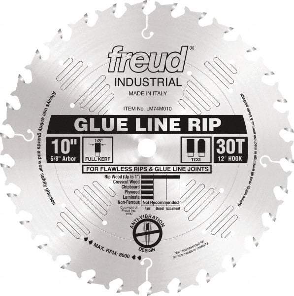 Freud - 10" Diam, 5/8" Arbor Hole Diam, 30 Tooth Wet & Dry Cut Saw Blade - Carbide-Tipped, Standard Round Arbor - A1 Tooling