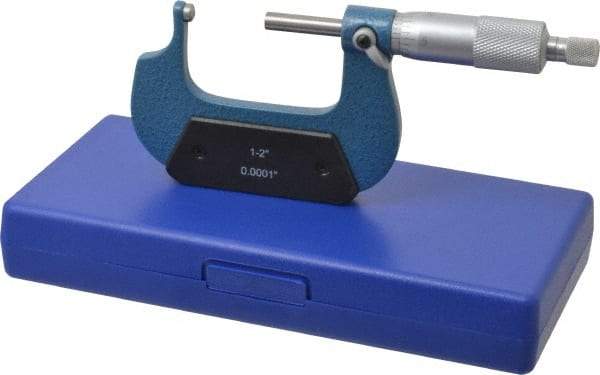 Value Collection - 1 to 2 Inch Measurement Range, 0.0001 Inch Graduation, Spherical Anvil, Ratchet Stop Thimble, Mechanical Anvil, Tube Micrometer - Accurate Up to 0.0001 Inch, Accurate Up to 0.0001 Inch, Enamel Finish, Carbide - A1 Tooling