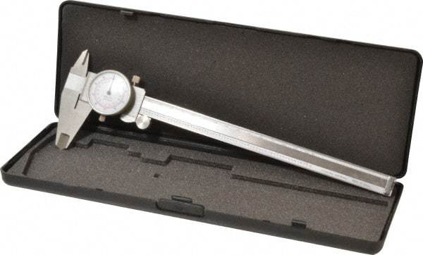 Value Collection - 0mm to 8" Range, 0.001" and 0.02 mm Graduation, 0.1" per Revolution, Dial Caliper - White Face, 1.97" Jaw Length - A1 Tooling