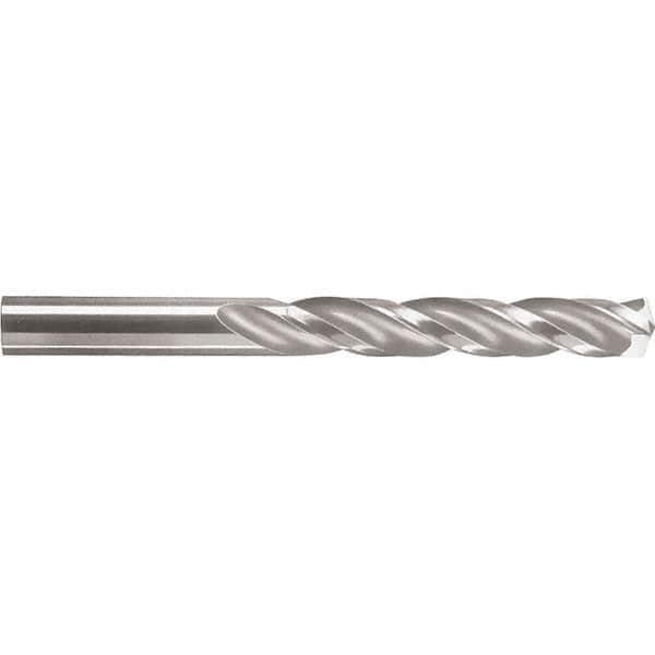 SGS - 5.1mm 150° Spiral Flute Solid Carbide Screw Machine Drill Bit - Bright Finish, Right Hand Cut, 26mm Flute Length, 62mm OAL, Standard Point, Straight Shank - A1 Tooling