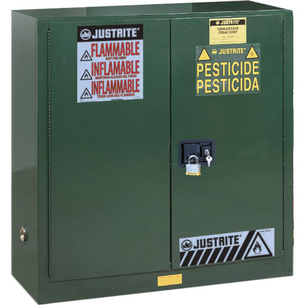 Justrite - 2 Door 1 Shelf 30 Gal Safety Cabinet for Flammable Substances - Exact Industrial Supply