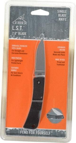 Gerber - 2-5/8" Blade, 6-1/8" OAL, Straight Pocket Knife - 3-1/2" Closed Length - A1 Tooling