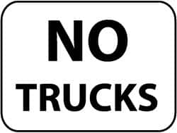 NMC - "No Trucks", 24" Wide x 18" High, Aluminum Parking Lot Traffic Signs - 0.08" Thick, Black on White, Engineer Grade Reflectivity, Rectangle, Post Mount - A1 Tooling