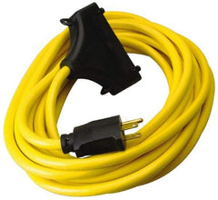 Southwire - 25', 12/3 Gauge/Conductors, Yellow Outdoor Extension Cord - 1 Receptacle, 15 Amps, 125 VAC, UL SJTW, NEMA 5-15P, 5-15R - A1 Tooling