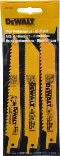 DeWALT - 3 Piece, Bi-Metal Reciprocating Saw Blade Set - Straight and Tapered Profile, 6 to 10 Teeth per Inch, Angled Tip - A1 Tooling