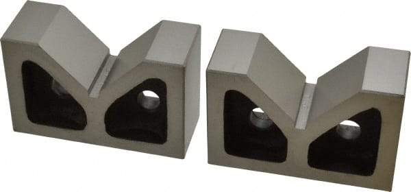 Value Collection - 2-3/16" Max Capacity, 90° Angle, Cast Iron V-Block - 4" Long x 1-9/16" Wide x 2-9/16" High, Sold as Matched Pair - A1 Tooling