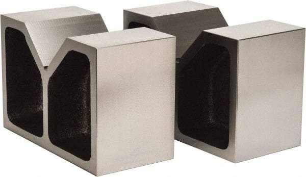 Value Collection - 5-1/8" Max Capacity, 90° Angle, Cast Iron V-Block - 12" Long x 6" Wide x 8" High, Sold as Matched Pair - A1 Tooling