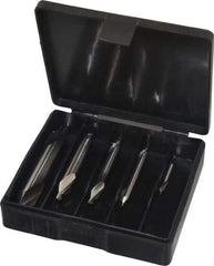 Interstate - 5 Piece, #1 to 5, Plain Edge, High Speed Steel Combo Drill & Countersink Set - 60° Incl Angle, Double End - A1 Tooling