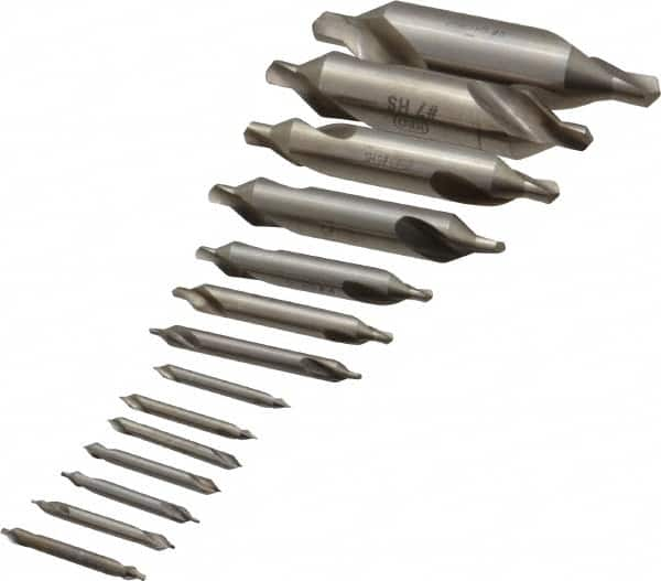 Keo - 14 Piece, #5/0 to 8, Plain Edge, High Speed Steel Combo Drill & Countersink Set - 60° Incl Angle - A1 Tooling