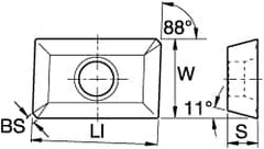 Kennametal - XPMT253 Grade KC725M Carbide Milling Insert - TiN/TiCN/TiN Finish, 3/16" Thick, 1/4" Inscribed Circle - A1 Tooling