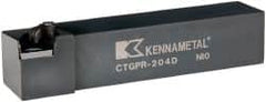 Kennametal - CTGP, Right Hand Cut, 0° Lead Angle, 1-1/4" Shank Height x 1-1/4" Shank Width, Positive Rake Indexable Turning Toolholder - 6" OAL, TP..42. Insert Compatibility, Series Kendex - A1 Tooling