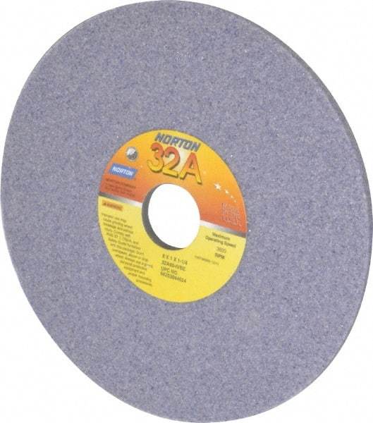 Norton - 8" Diam x 1-1/4" Hole x 1/4" Thick, K Hardness, 46 Grit Surface Grinding Wheel - Aluminum Oxide, Type 1, Coarse Grade, 3,600 Max RPM, Vitrified Bond, No Recess - A1 Tooling