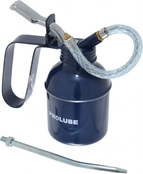 PRO-LUBE - 200 mL Capcity, 6" Long Flexible Spout, Lever-Type Oiler - Brass Pump, Steel Body, Powder Coated - A1 Tooling