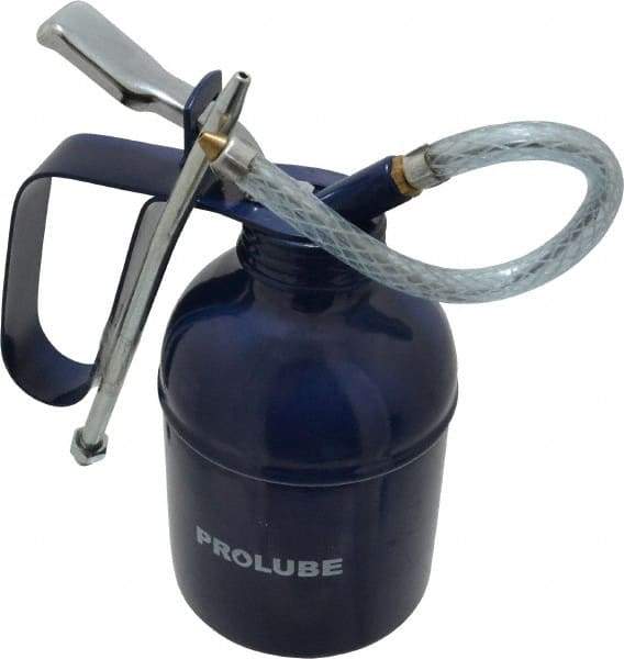 PRO-LUBE - 400 mL Capcity, 7" Long Flexible Spout, Lever-Type Oiler - Brass Pump, Steel Body, Powder Coated - A1 Tooling