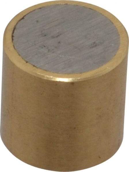 Mag-Mate - 3/8" Diam x 3/8" High, 0.1 Lb Average & 0.2 Lb Max Pull Force, Brass Alnico Shielded Magnet - 800°F Max Operating Temp, 0.032" Wall Thickness - A1 Tooling