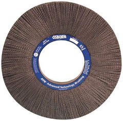 Osborn - 14" OD, 5-1/4" Arbor Hole, Crimped Nylon Wheel Brush - 1" Face Width, 3-5/8" Trim Length, 0.04" Filament Diam, 1,800 RPM - A1 Tooling