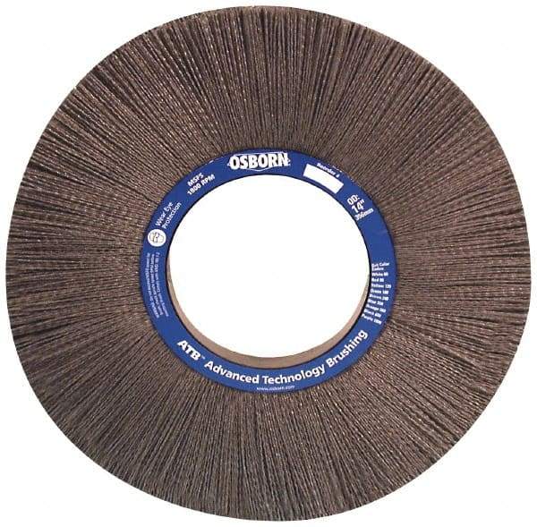 Osborn - 10" OD, 2" Arbor Hole, Crimped Nylon Wheel Brush - 1" Face Width, 2-1/16" Trim Length, 0.022" Filament Diam, 3,600 RPM - A1 Tooling