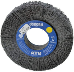 Osborn - 6" OD, 2" Arbor Hole, Crimped Nylon Wheel Brush - 1" Face Width, 1-1/4" Trim Length, 0.028" Filament Diam, 3,600 RPM - A1 Tooling